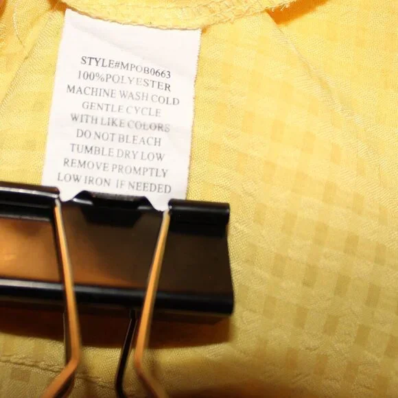 NY Collection, Blouse, XL, Yellow, Weaved Pattern, Button Front with Collar - Picture 4 of 4